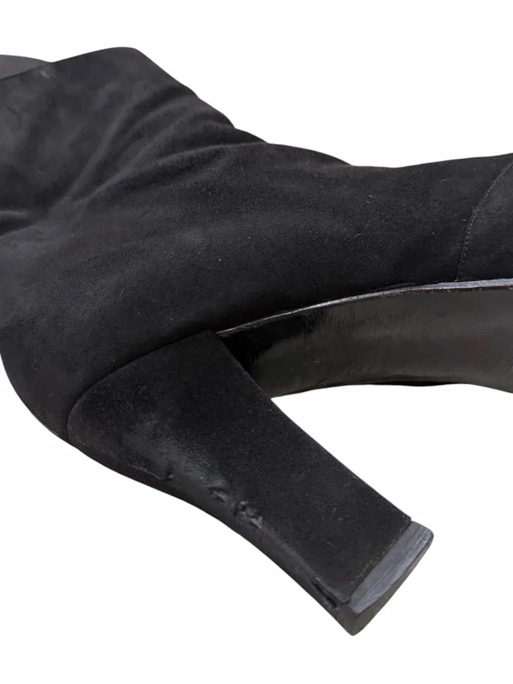 Authentic CHANEL Black Suede Quilted Cap Toe Ankle Boots Booties EU 38